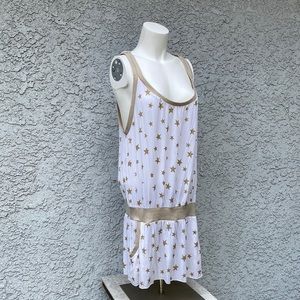 Gold Stars Polka Dot Drop Waist Swim Suit Coverup Muscle Tee Tank Top Dress